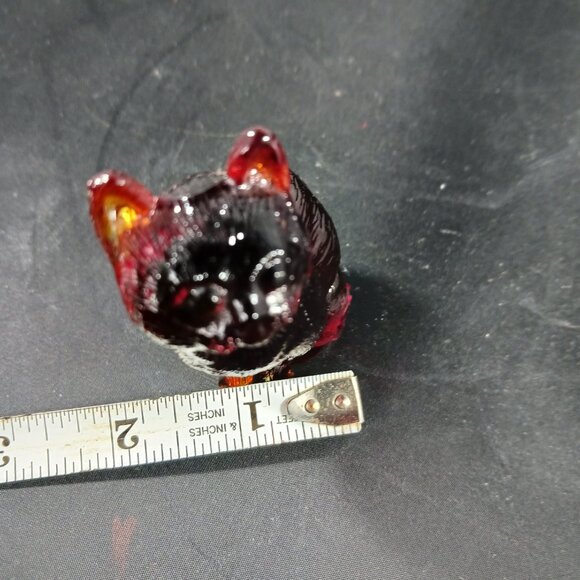 Vintage Mosser Glass Sitting Kittie Cat Figurine Amber Mini - Picture 7 of 10